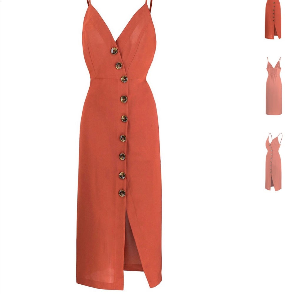 Button-Down Midi Dress In Firebrick